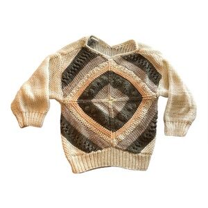 Vintage Women’s Bonnie and Bill Hand Knit Sweater in granny square pattern